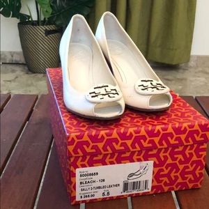 Tory Burch white wedges